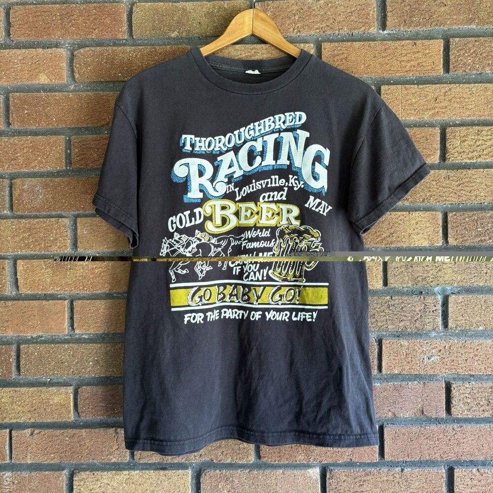 Vintage Grunge Graphic Casual Streetwear Tee Thoroughbred Racing Louisville Beer